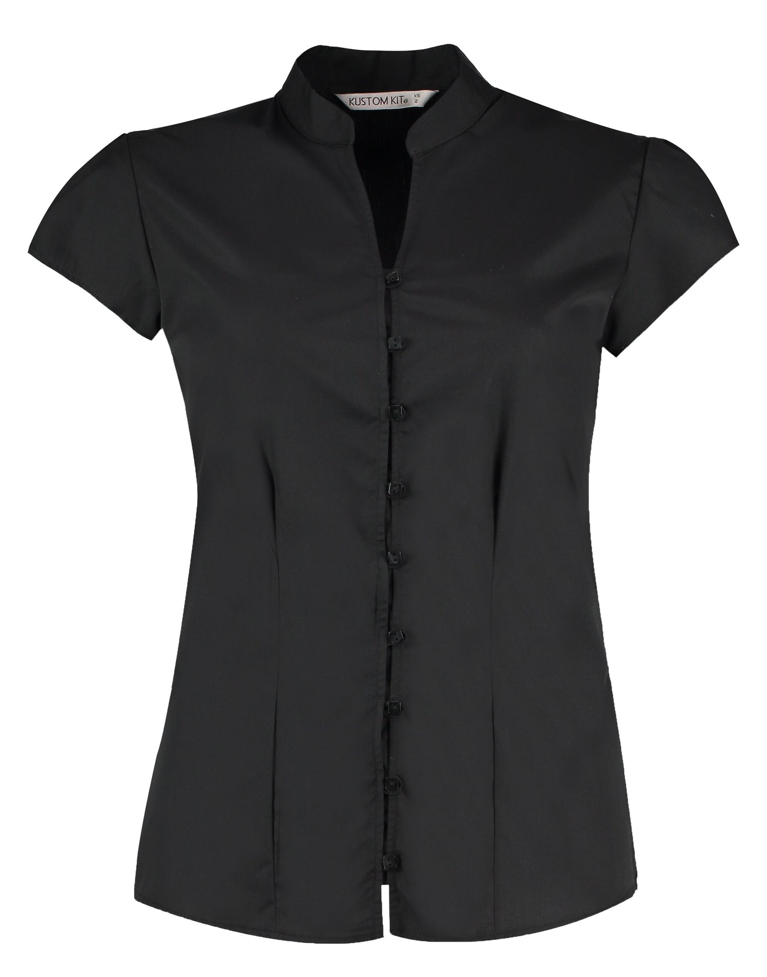 Kustom Kit Ladies Mandarin Collar Blouse KK727 - Black - Customisable Shirts