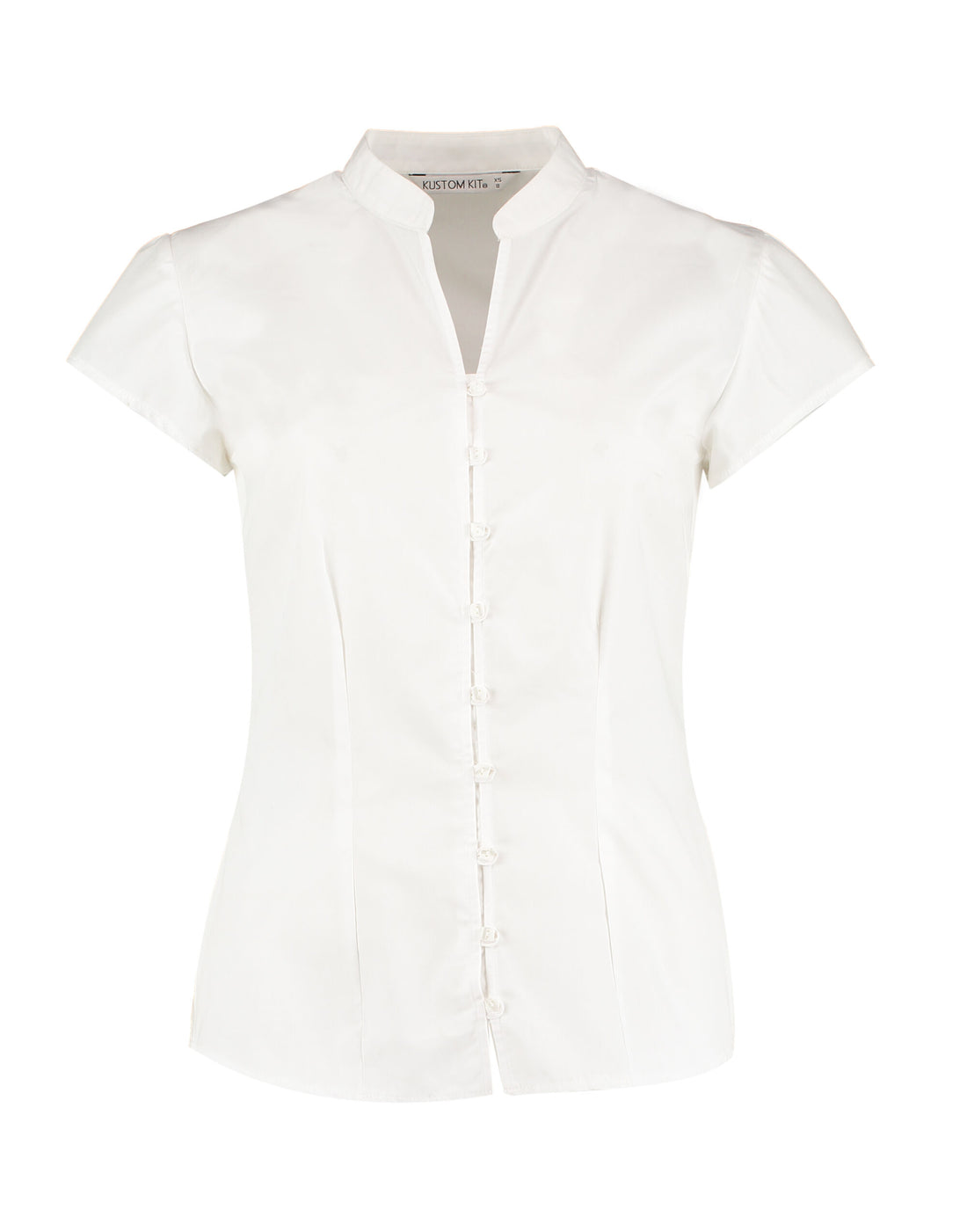 Kustom Kit Ladies Mandarin Collar Blouse KK727 - White - Customisable Shirts