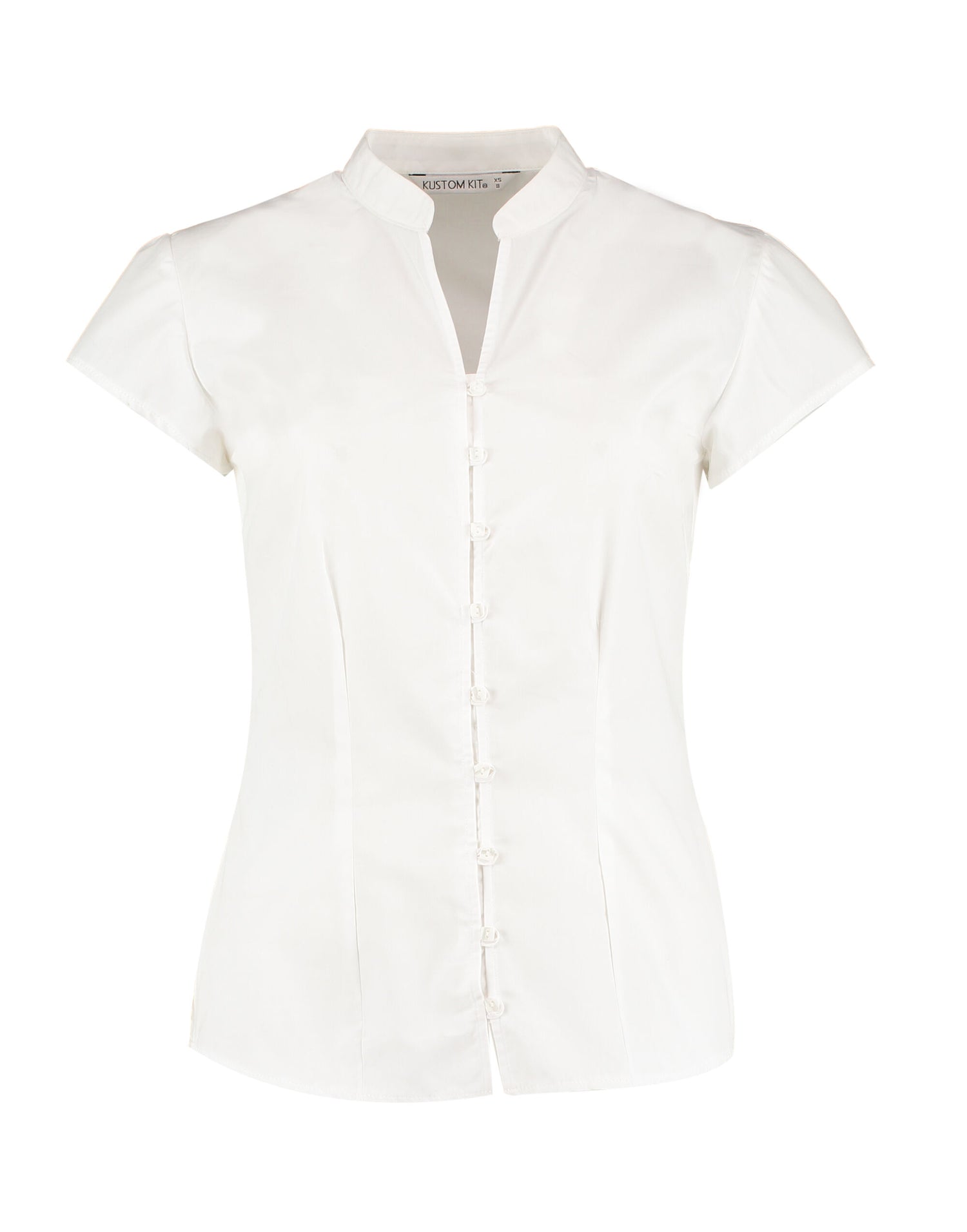 Kustom Kit Ladies Mandarin Collar Blouse KK727 - White - Customisable Shirts