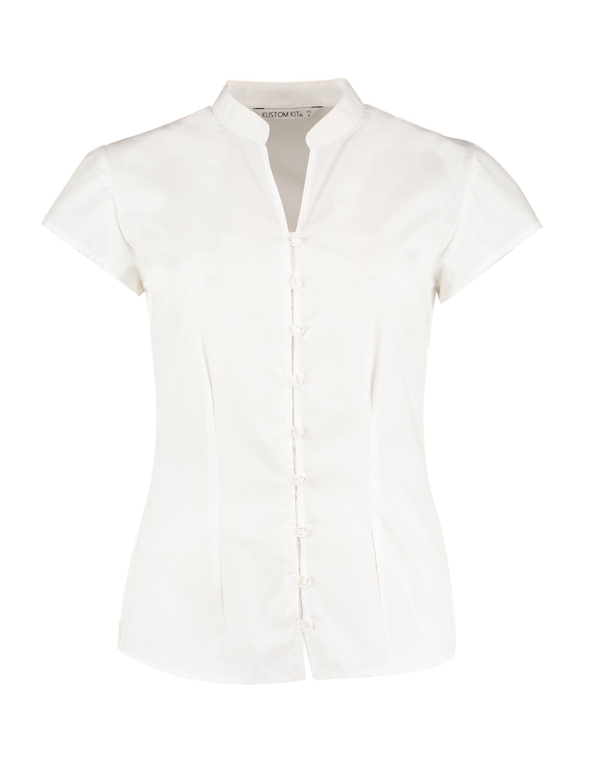 Kustom Kit Ladies Mandarin Collar Blouse KK727 - White - Customisable Shirts
