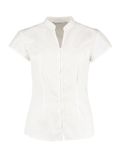 Kustom Kit Ladies Mandarin Collar Blouse KK727 - White - Customisable Shirts