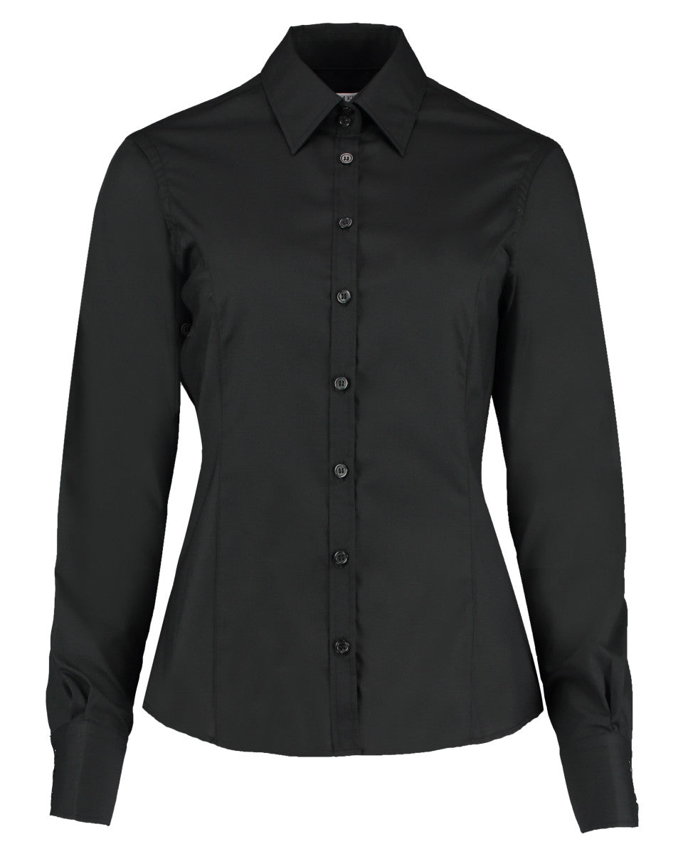 Kustom Kit Lady Tailor LS Business Shirt kk743f - Black - Customisable Shirts