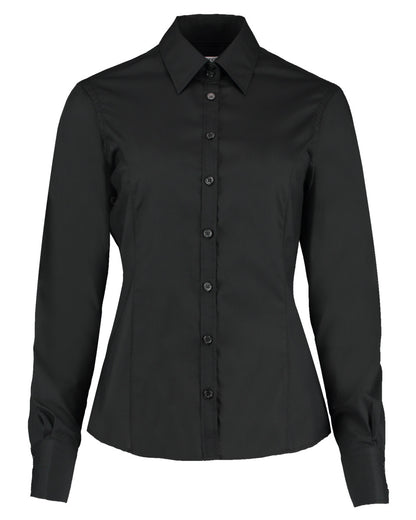 Kustom Kit Lady Tailor LS Business Shirt kk743f - Black - Customisable Shirts
