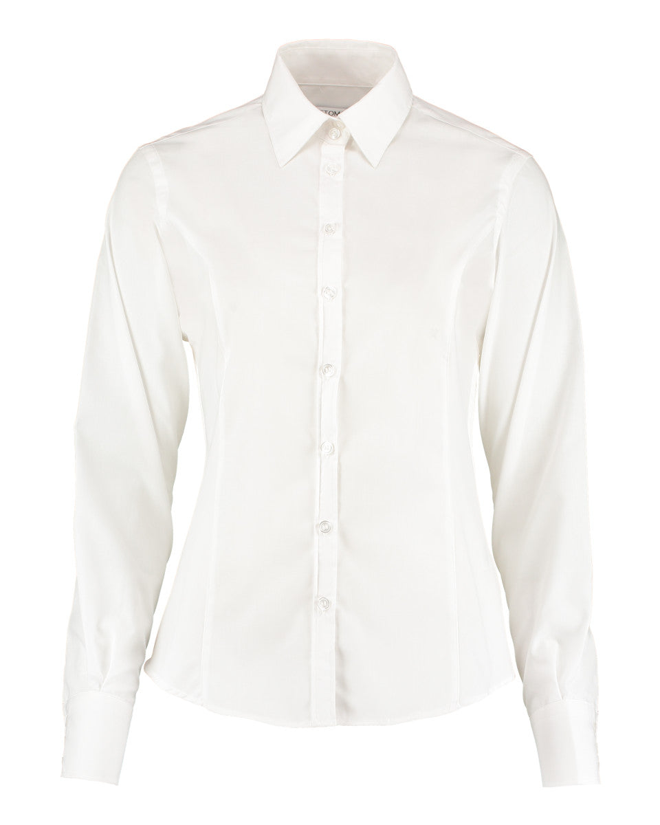 Kustom Kit Lady Tailor LS Business Shirt kk743f - White - Customisable Shirts