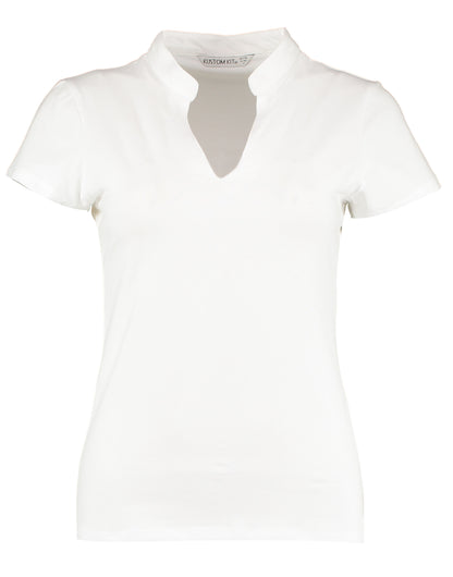 Kustom Kit Ladies Regular Mandarin Top KK770 - White - Customisable Shirts