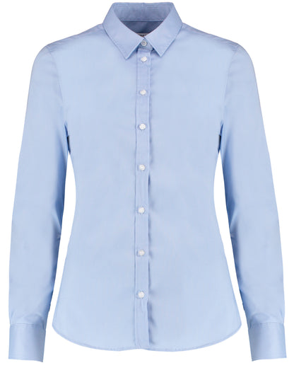 Kustom Kit Lady LS Stretch Oxford Shirt KK782 - Light Blue - Customisable Shirts