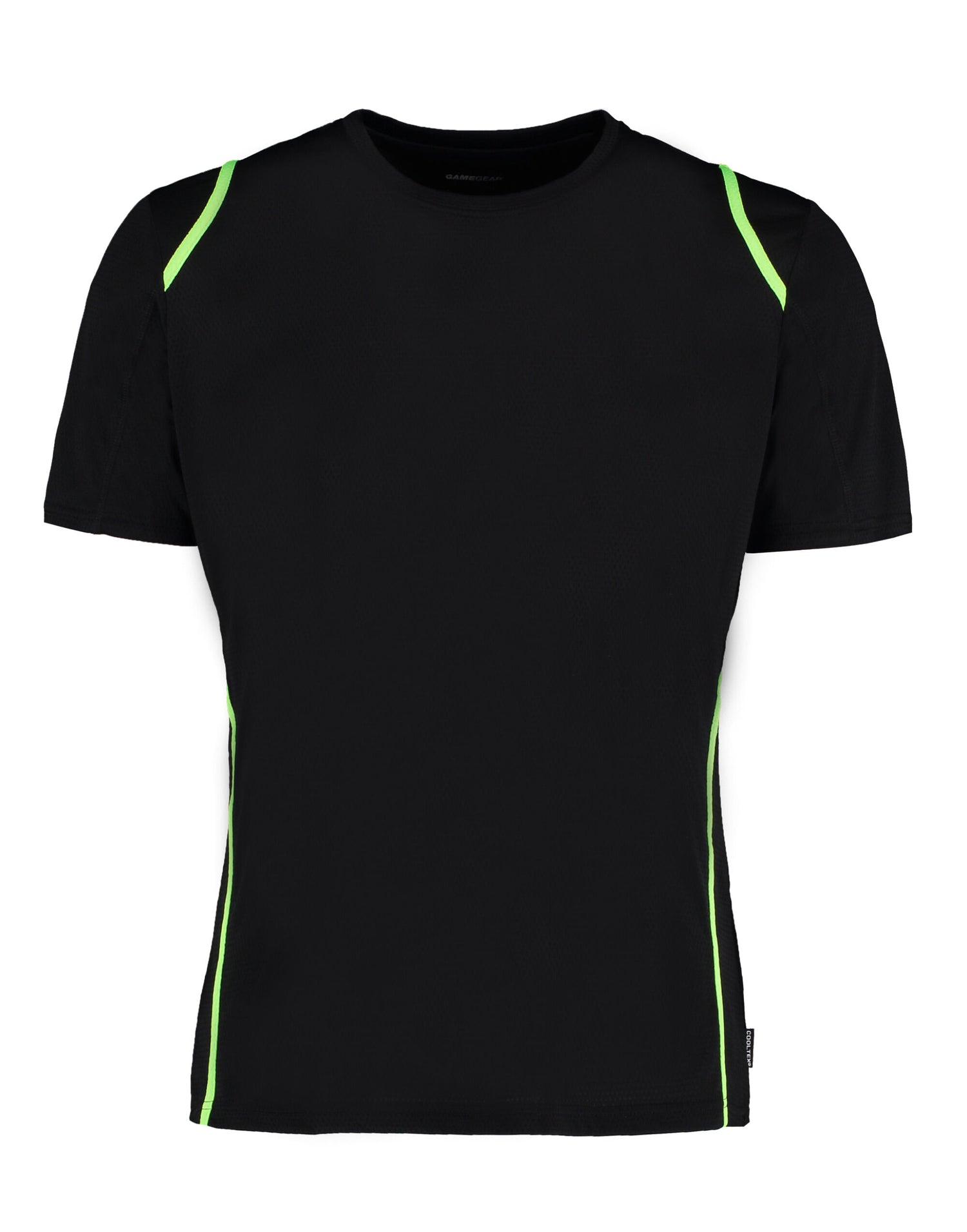Kustom Kit Mens Cooltex Contrast Tee KK991 - Black Flourescent Lime - Customisable Sportswear