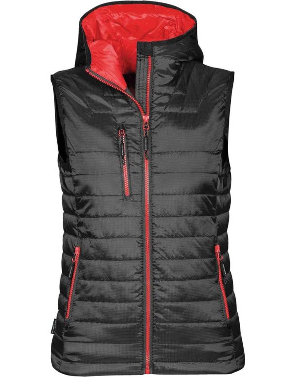 Stormtech Lady Gravity ThermalBodywarmer PFV-2W - Black True Red - Customisable Body Warmer