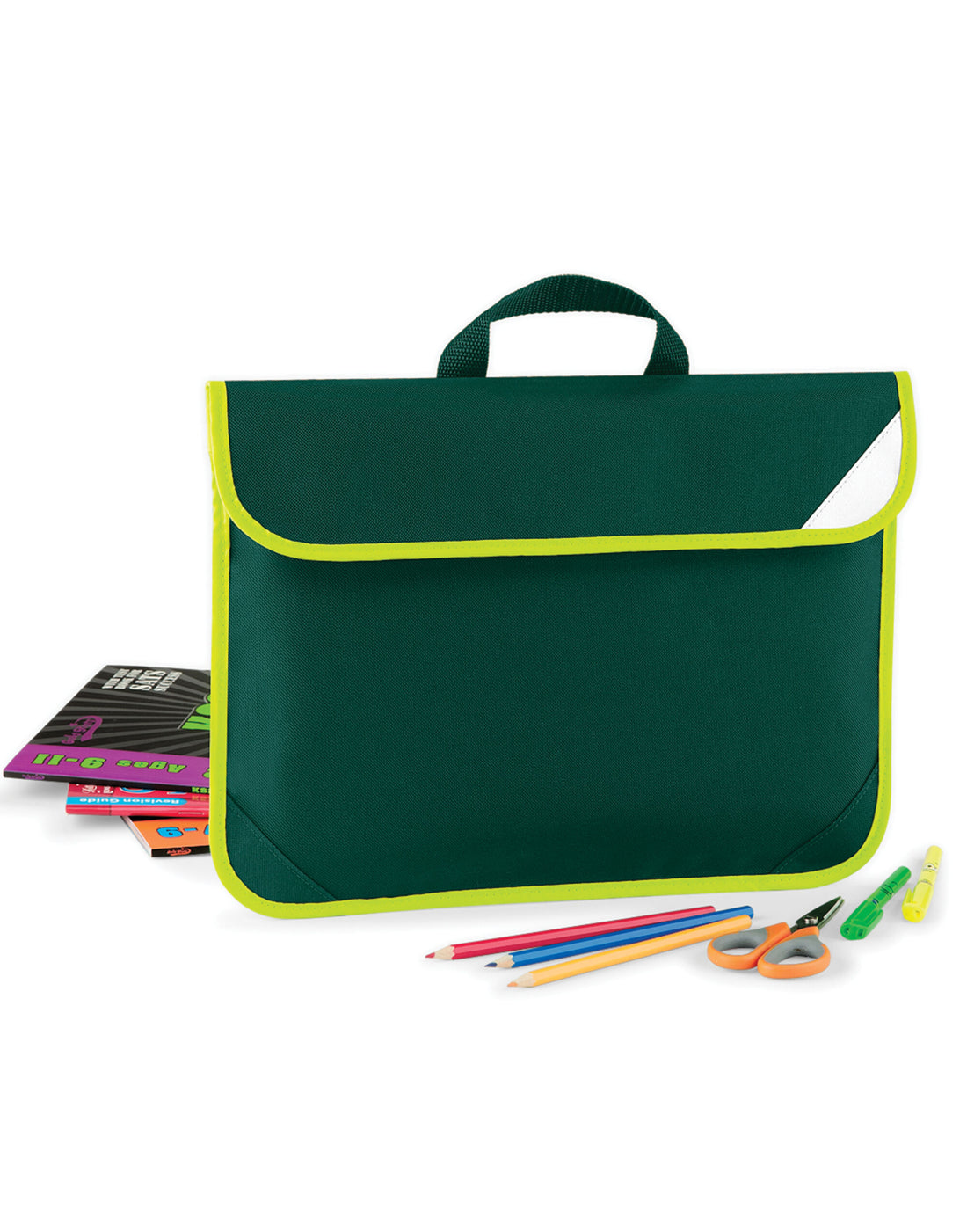 Quadra Enhanced Viz Book Bag qd452 - Bottle Green O S - Customisable Bags