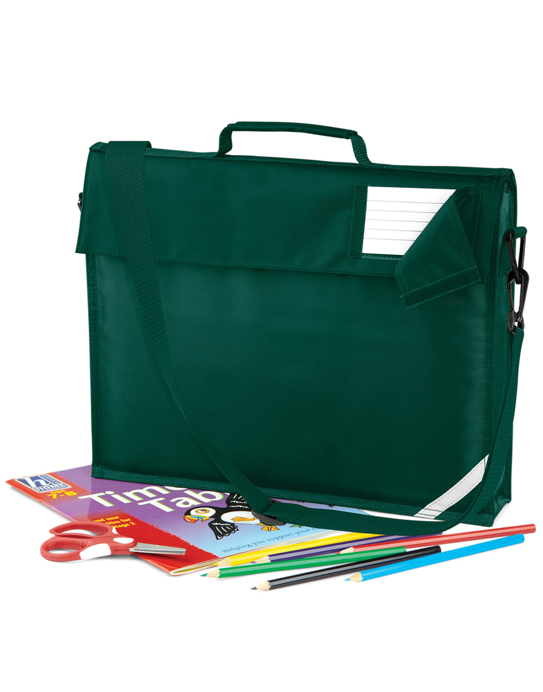 Quadra Junior Book Bag With Strap qd457 - Bottle Green O S - Customisable Bags