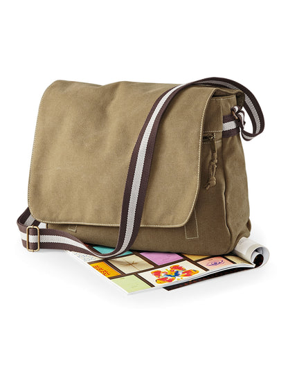 Quadra Vintage Canvas Despatch Bag qd610 - Sahara O S - Customisable Bags