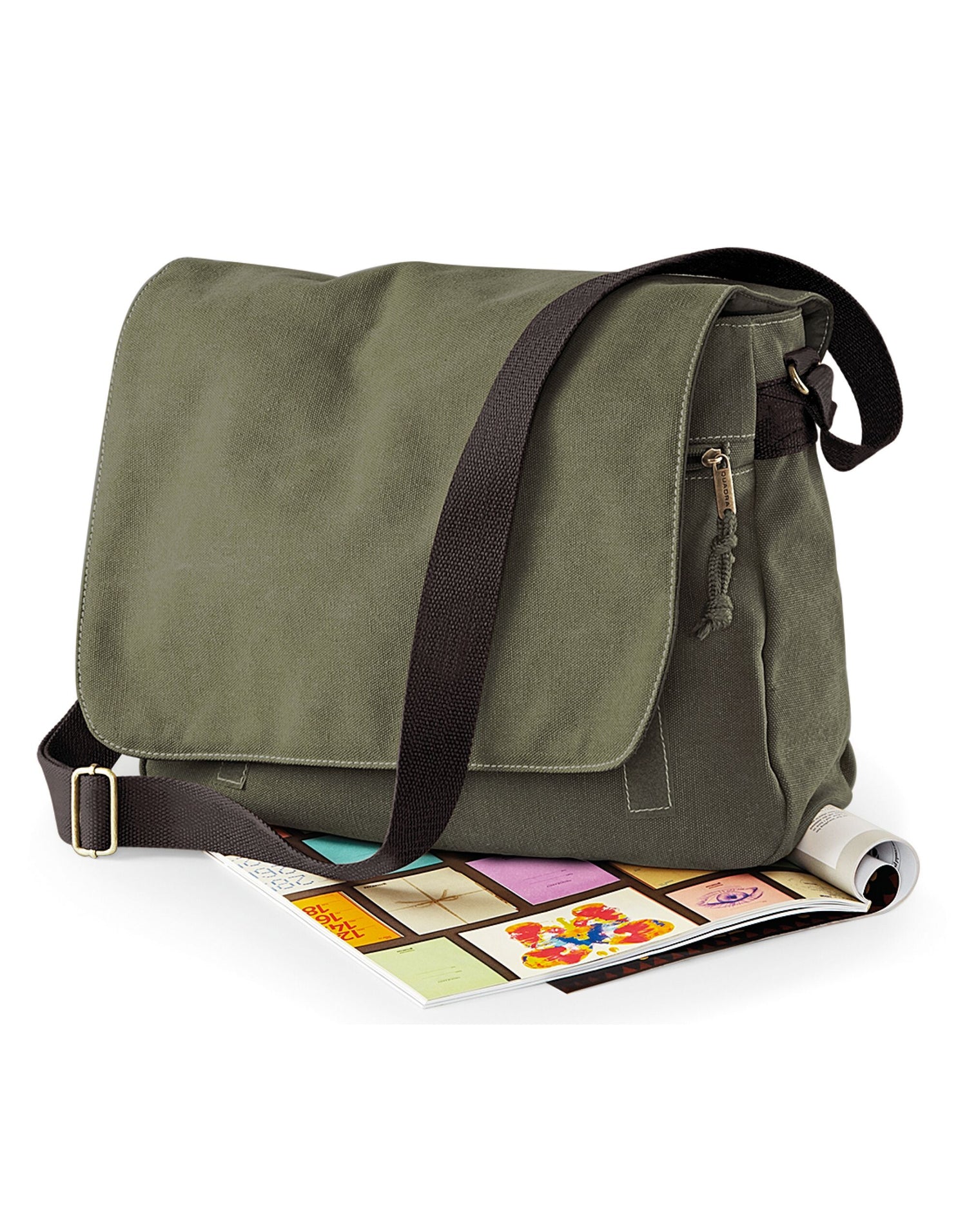 Quadra Vintage Canvas Despatch Bag qd610 - Vintage Military Green O S - Customisable Bags