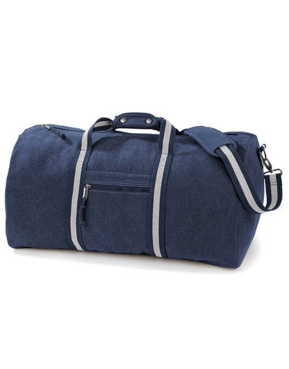 Quadra Desert Canvas Holdall qd613 - Vintage Oxford Navy O S - Customisable Bags