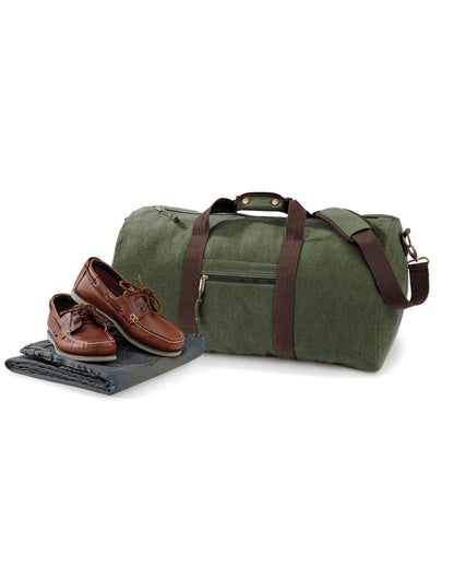 Quadra Desert Canvas Holdall qd613 - Vintage Military Green O S - Customisable Bags