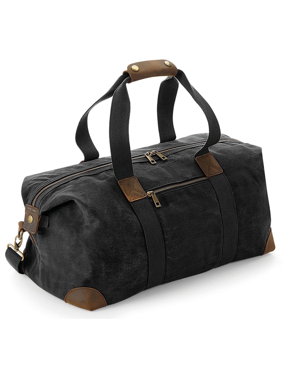 Quadra Heritage Washed Canvas Holdall qd650 - Black O S - Customisable Bags