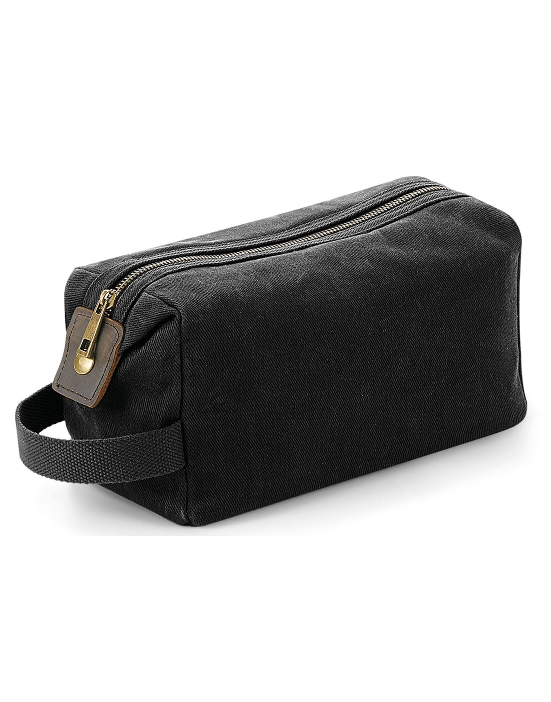Quadra Heritage Waxed Canvas Wash Bag qd651 - Black O S - Customisable Bags