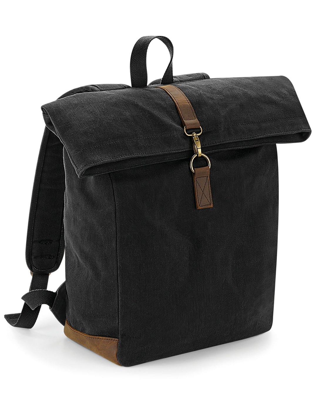 Quadra Heritage Waxed Canvas Backpack qd655 - Black O S - Customisable Bags