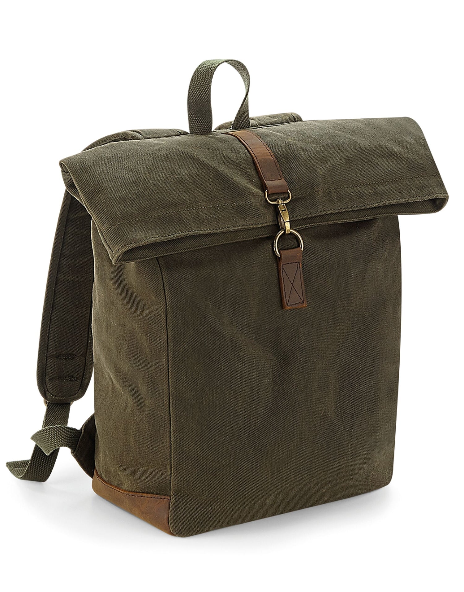 Quadra Heritage Waxed Canvas Backpack qd655 - Olive Green O S - Customisable Bags
