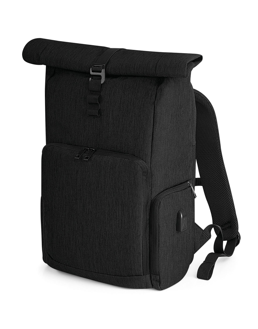 Quadra Q Tech Charge Roll Up Backpack qd995 - Black O S - Customisable Bags