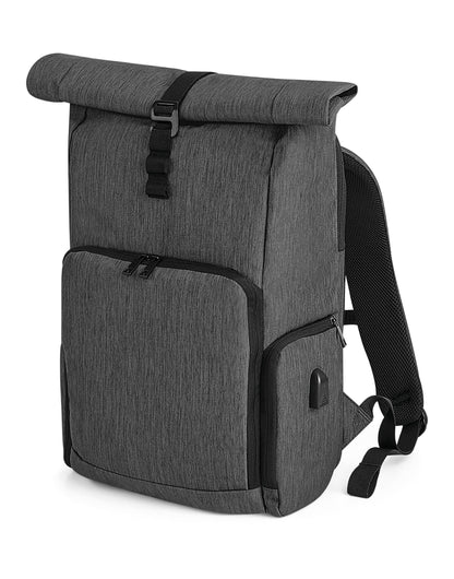 Quadra Q Tech Charge Roll Up Backpack qd995 - Granite Marl O S - Customisable Bags