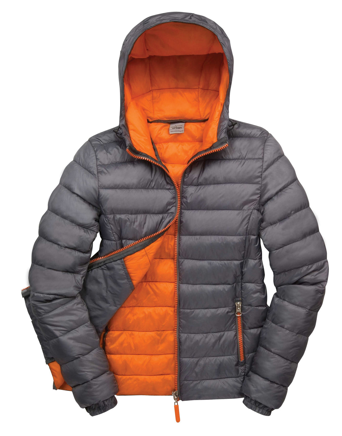Result Urban Ladies Snowbird Hooded Jacket R194F - Grey Orange - Customisable Outerwear