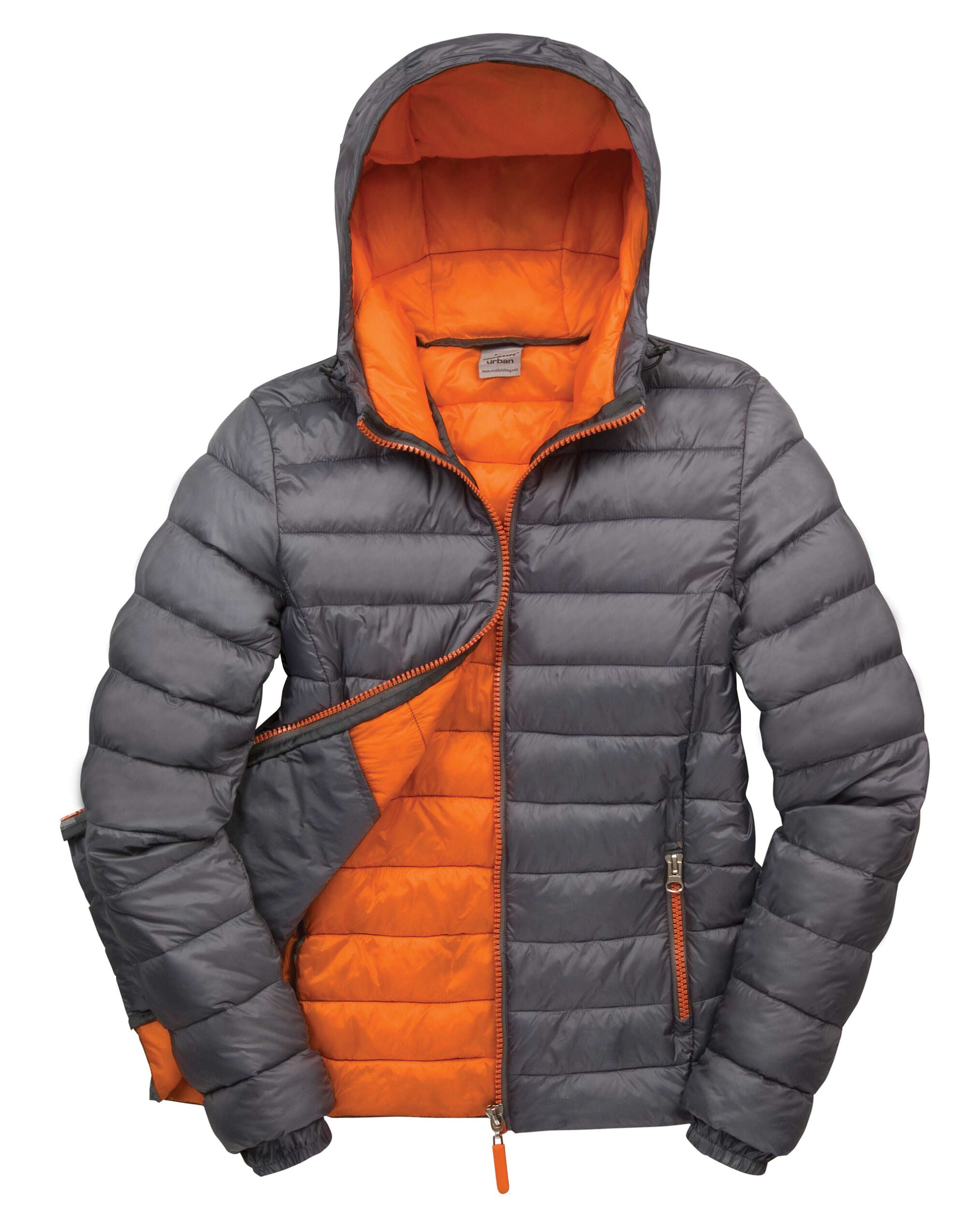 Result Urban Ladies Snowbird Hooded Jacket R194F - Grey Orange - Customisable Outerwear