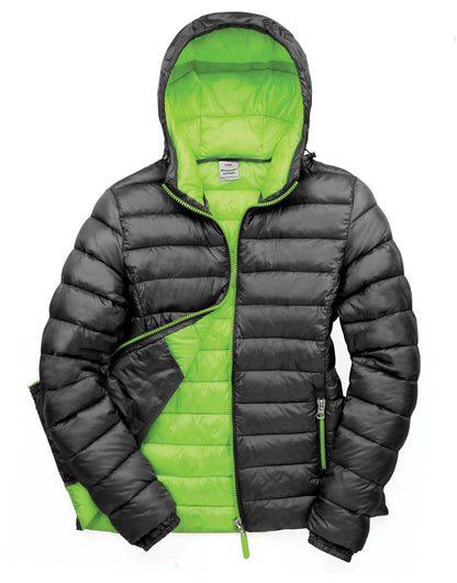 Result Urban Ladies Snowbird Hooded Jacket R194F - Black Lime Green - Customisable Outerwear