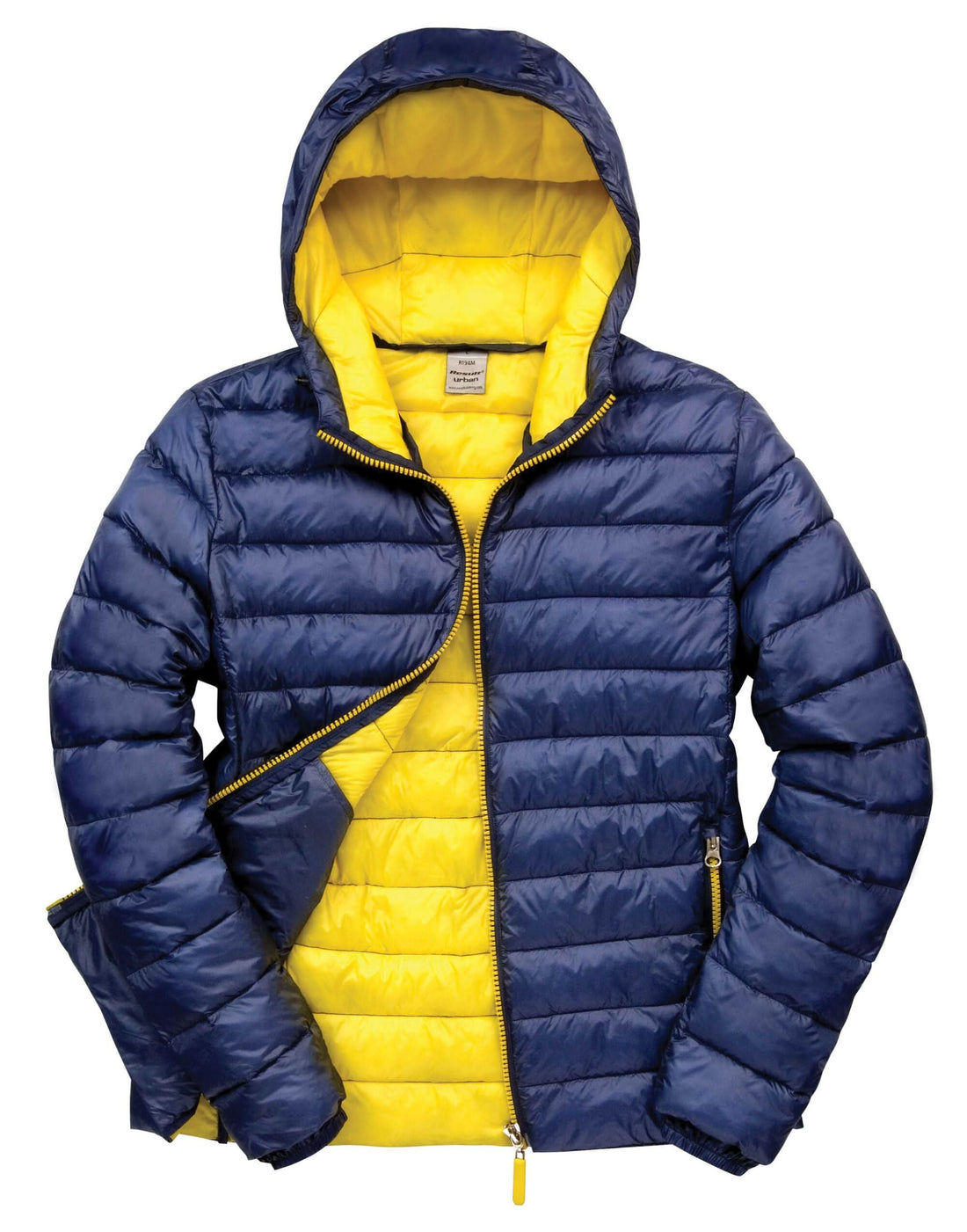 Urban Mens Snowbid Hooded Jacket R194M - Navy Yellow - Customisable Outerwear