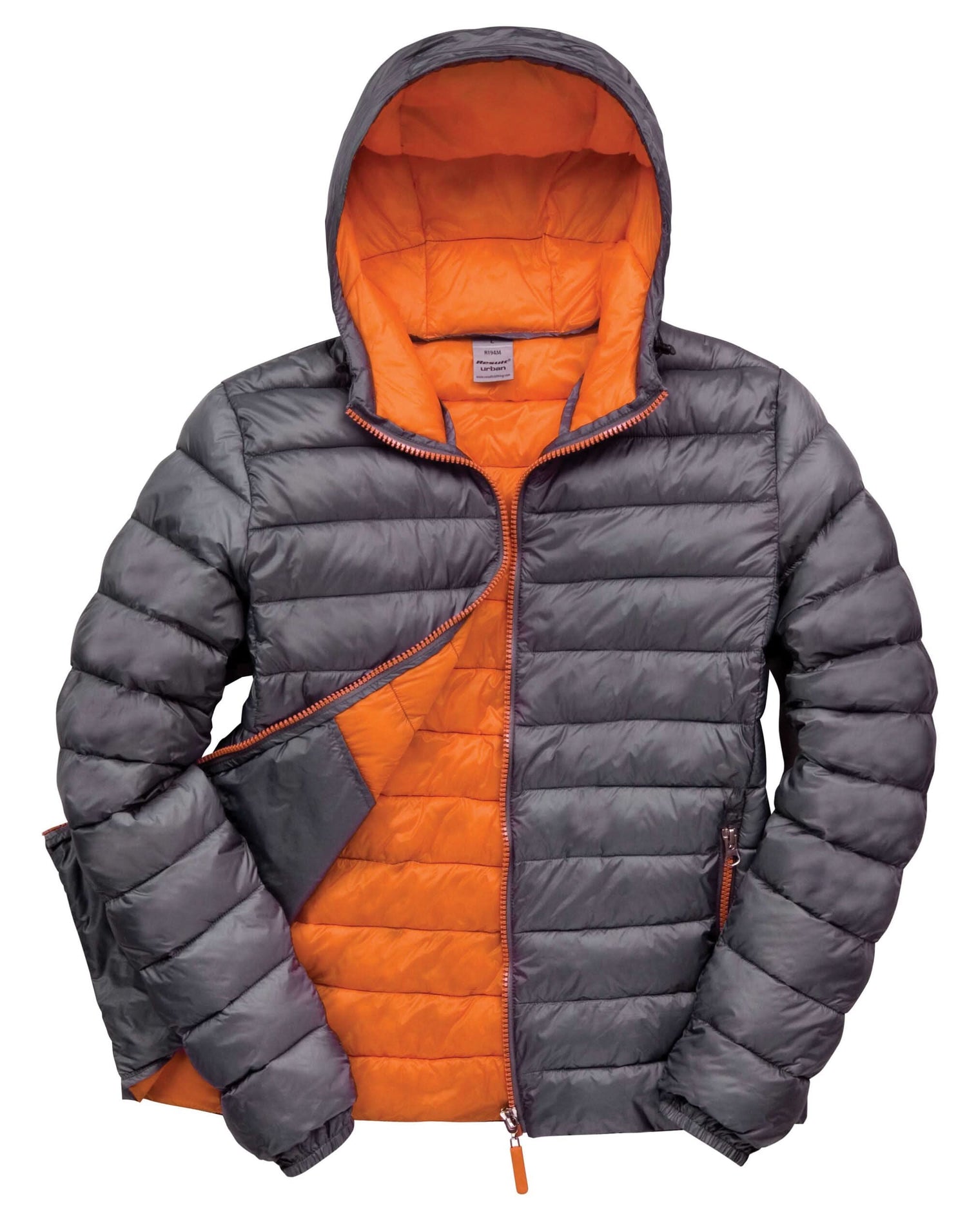 Urban Mens Snowbid Hooded Jacket R194M - Grey Orange - Customisable Outerwear