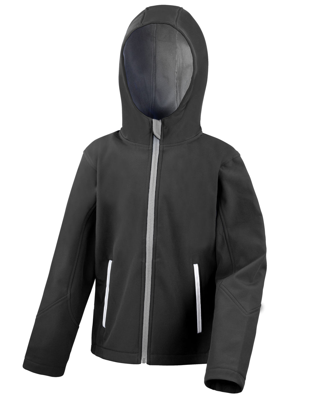Result Core Junior Hooded Softshell Jacket r224jy - Black Grey - Customisable Jacket