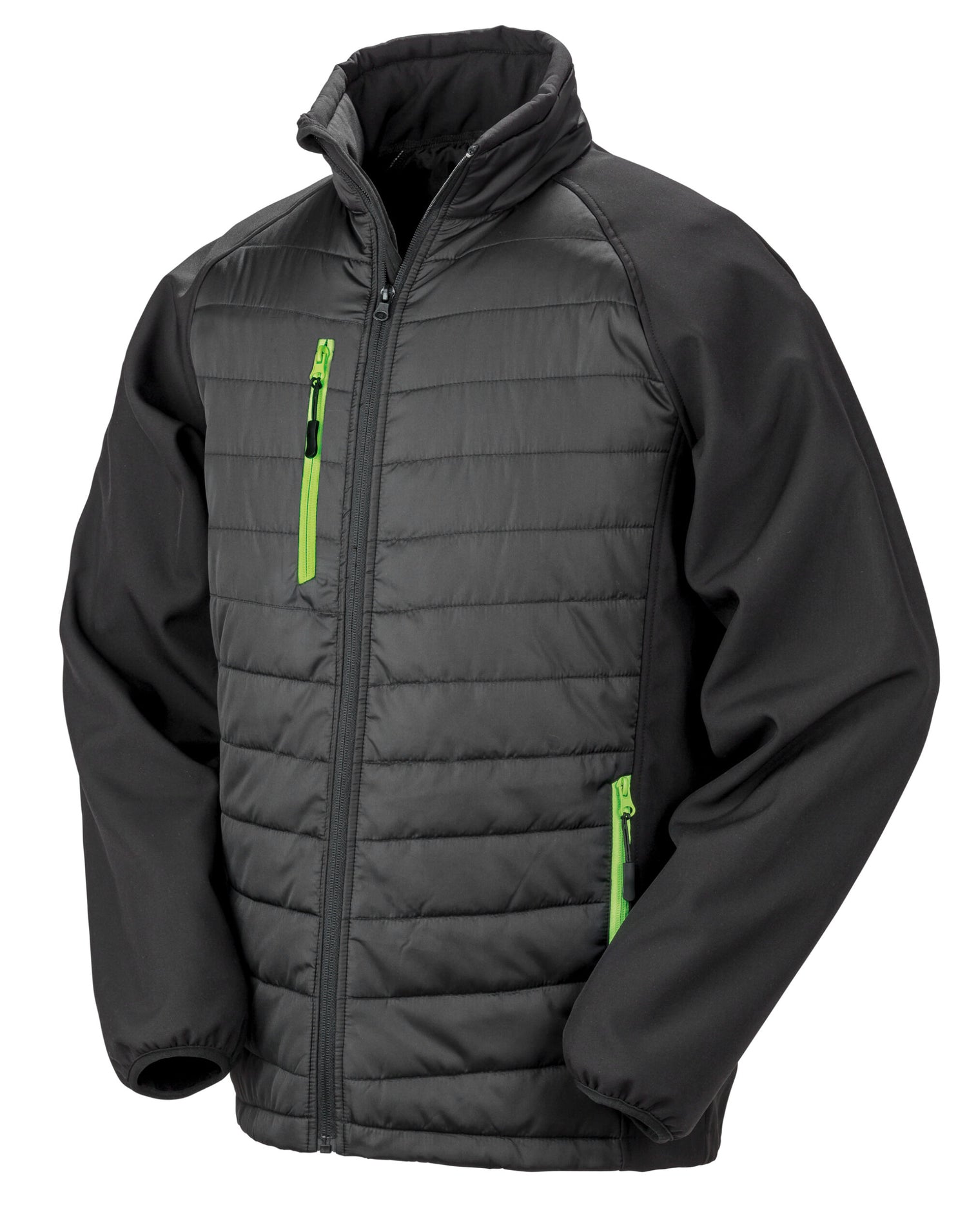 Result Black Compass Softshell Jacket R237X - Black Lime Green - Customisable Softshell Jacket