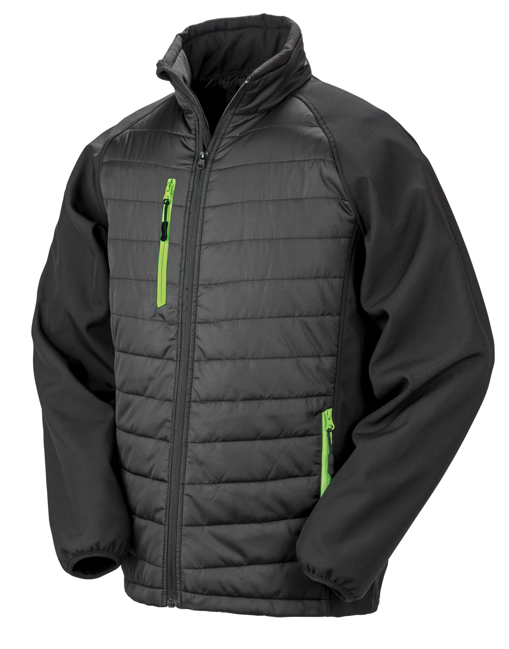 Result Black Compass Softshell Jacket R237X - Black Lime Green - Customisable Softshell Jacket