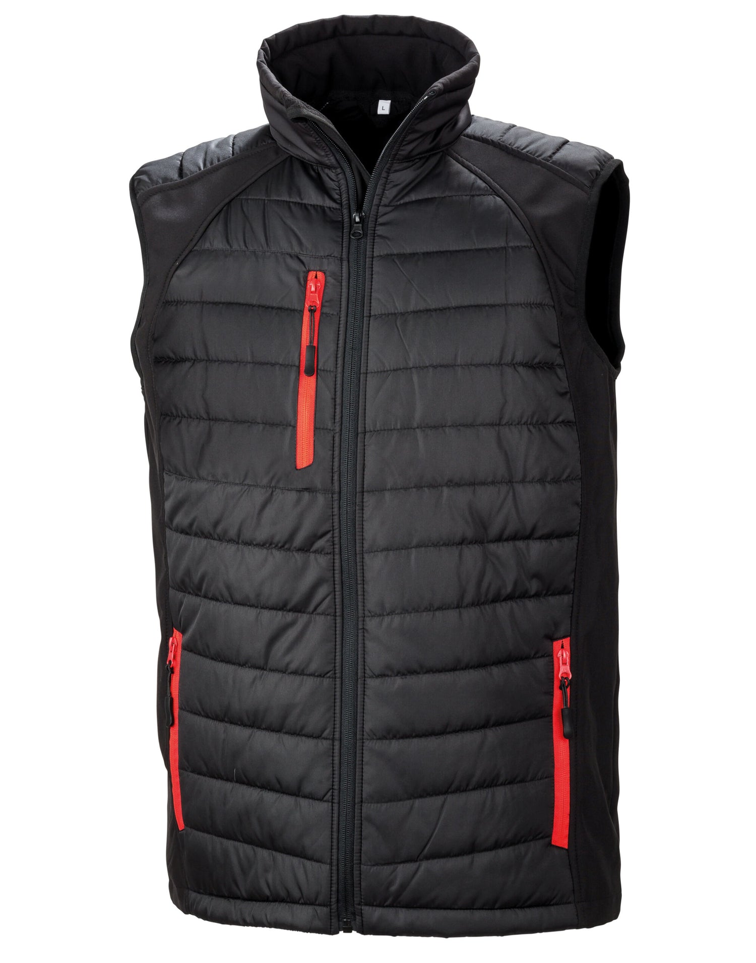 Result Black Compass Softshell Gilet R238X - Black Red - Customisable Bodywarmer