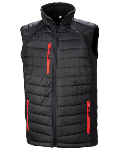 Result Black Compass Softshell Gilet R238X - Black Red - Customisable Bodywarmer