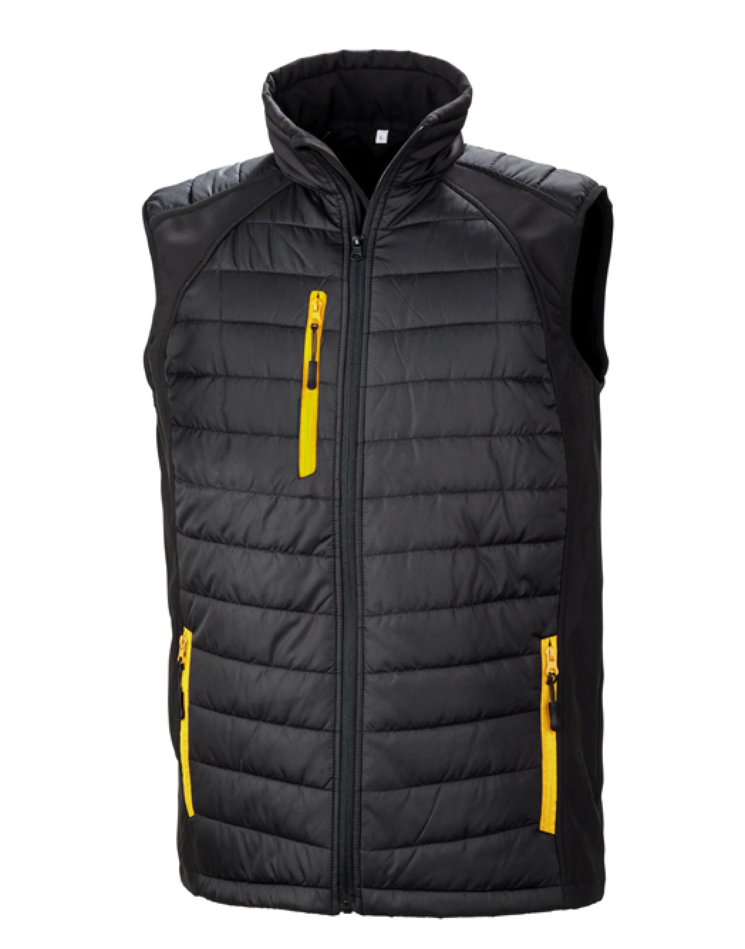 Result Black Compass Softshell Gilet R238X - Black Yellow - Customisable Bodywarmer