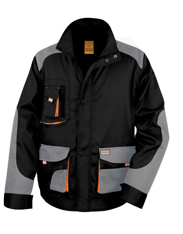 Result Workguard Lite Jacket R316X - Black Grey Orange - Customisable Jacket