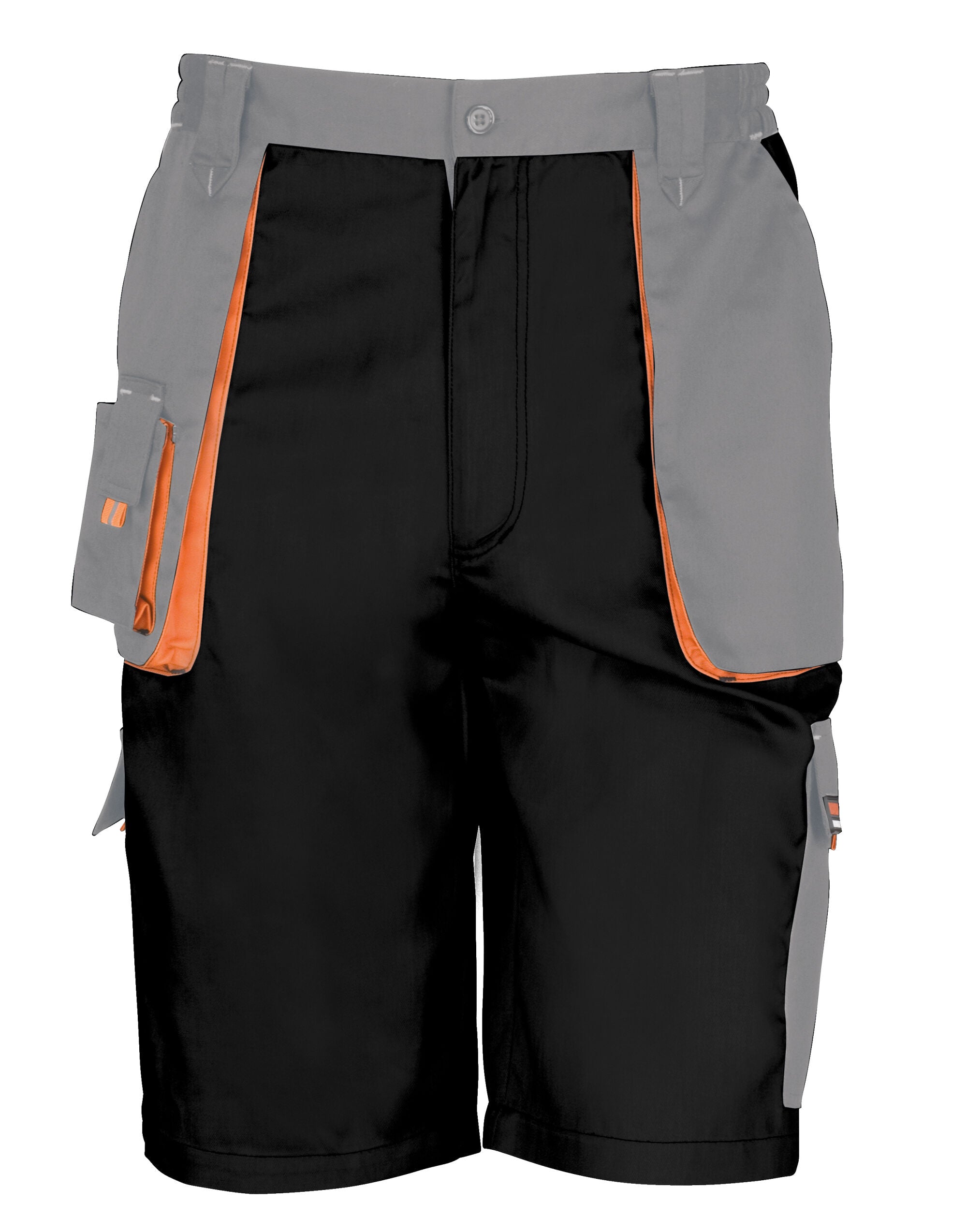 Result Workguard Lite Shorts R319X - Black Grey Orange - Customisable Shorts