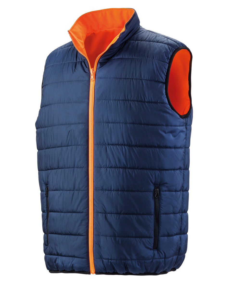 Result SafeGuard Reversible Padded Gilet R332X - Orange Navy - Customisable Bodywarmer