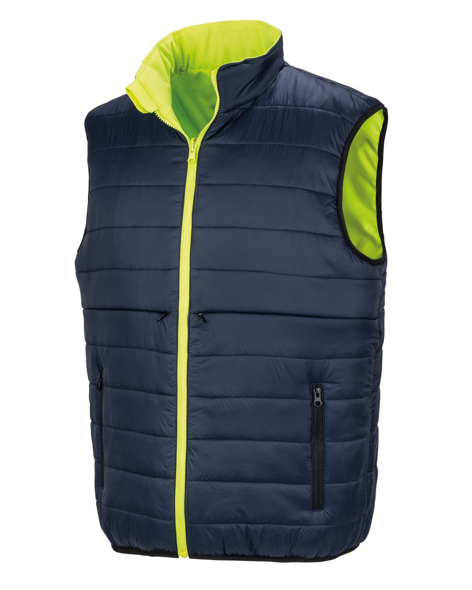 Result SafeGuard Reversible Padded Gilet R332X - Yellow Navy - Customisable Bodywarmer