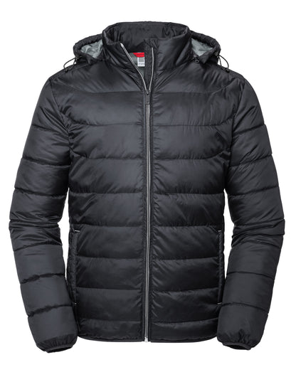 Russell Collection Russell Mens Hooded Nano Jacket R440M - Black - Customisable Jackets