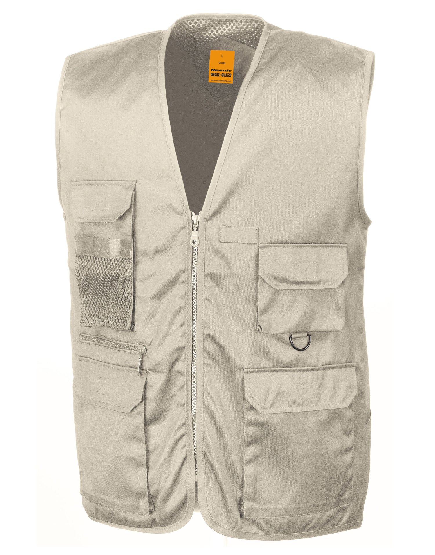 Result Workguard Safari Waistcoat R45X - Camel - Customisable Jacket