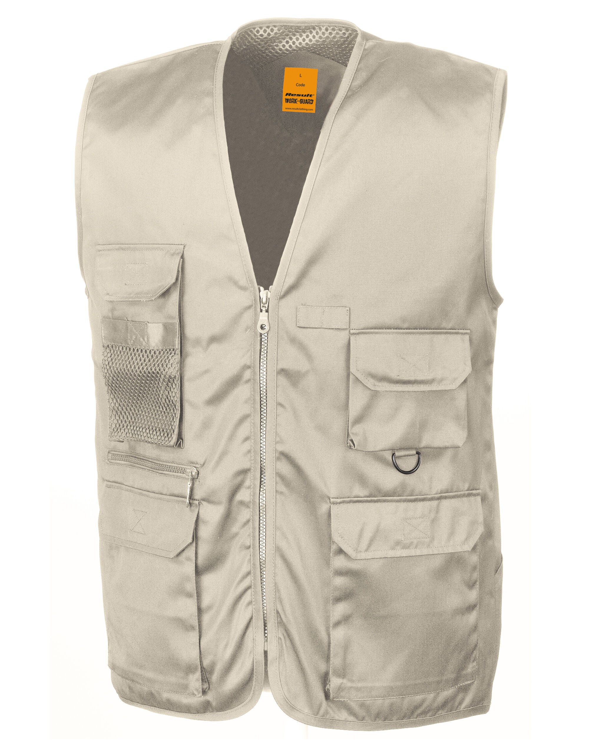 Result Workguard Safari Waistcoat R45X - Camel - Customisable Jacket