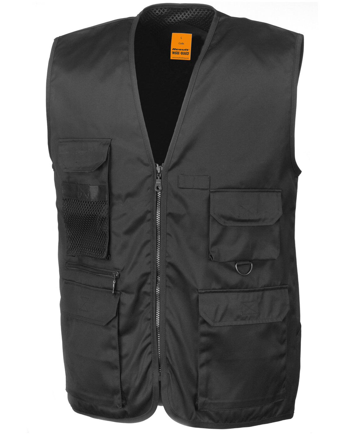 Result Workguard Safari Waistcoat R45X - Black - Customisable Jacket