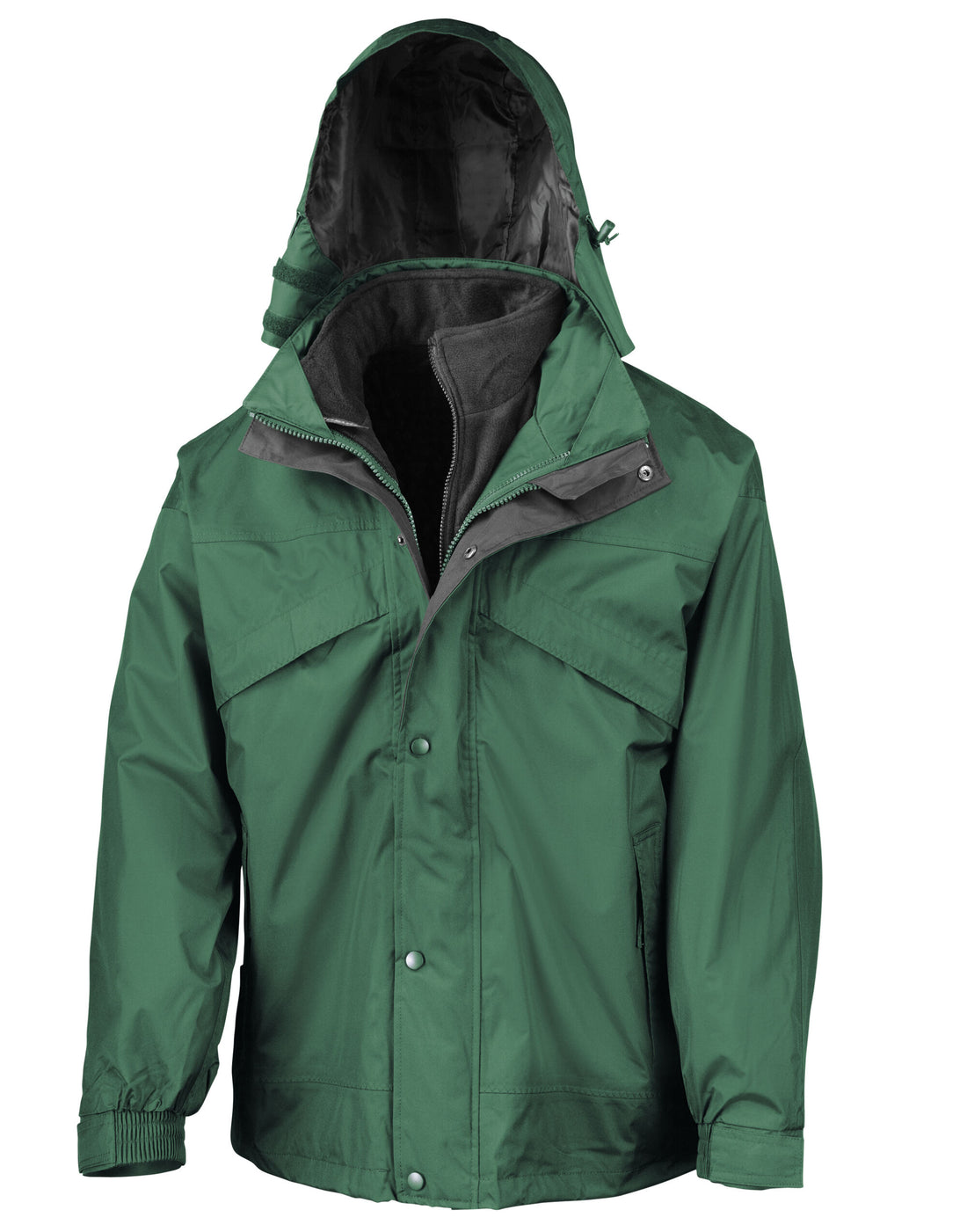 Result 3 In 1 Zip and Clip Jacket R68X - Bottle Green - Customisable Jackets
