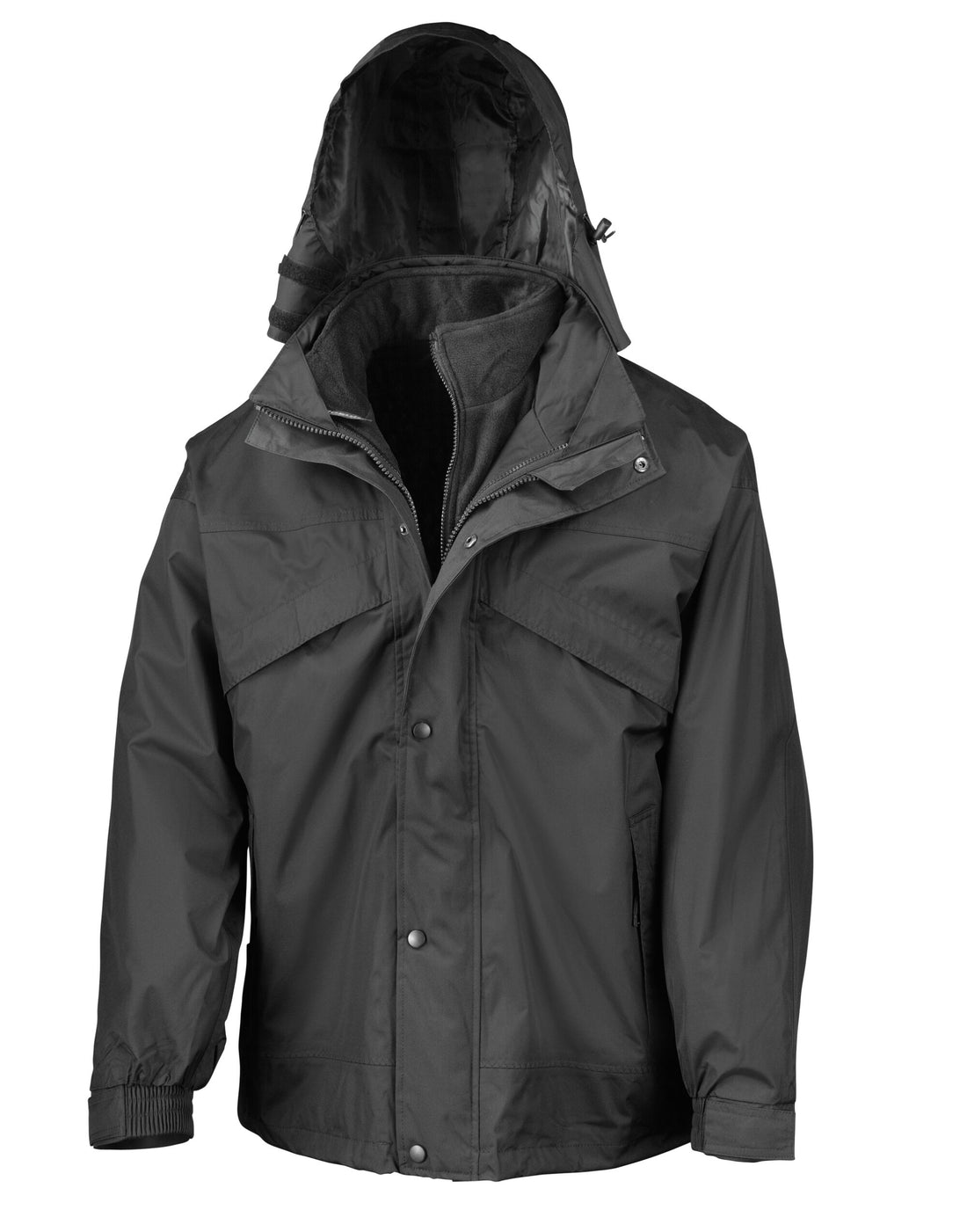 Result 3 In 1 Zip and Clip Jacket R68X - Black - Customisable Jackets