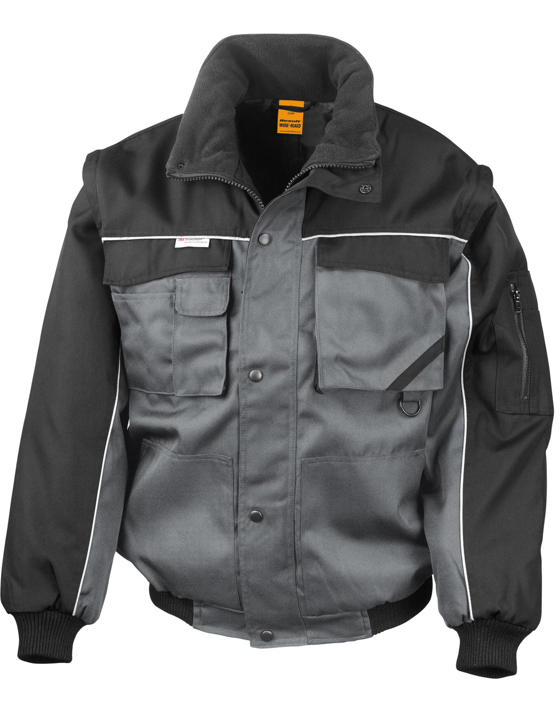 Result Workguard Zip Sleeve Pilot Jacket R71X - Grey Black - Customisable Jacket