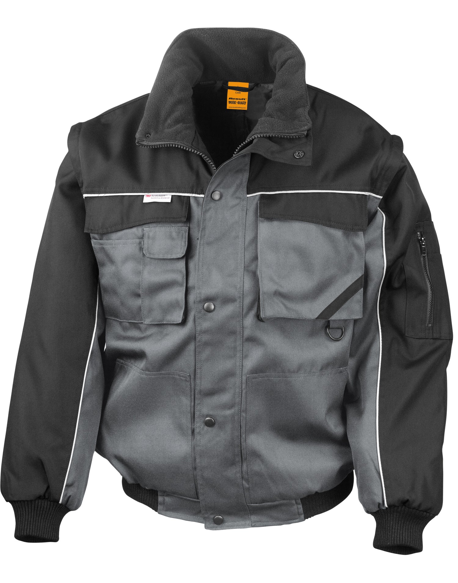 Result Workguard Zip Sleeve Pilot Jacket R71X - Grey Black - Customisable Jacket