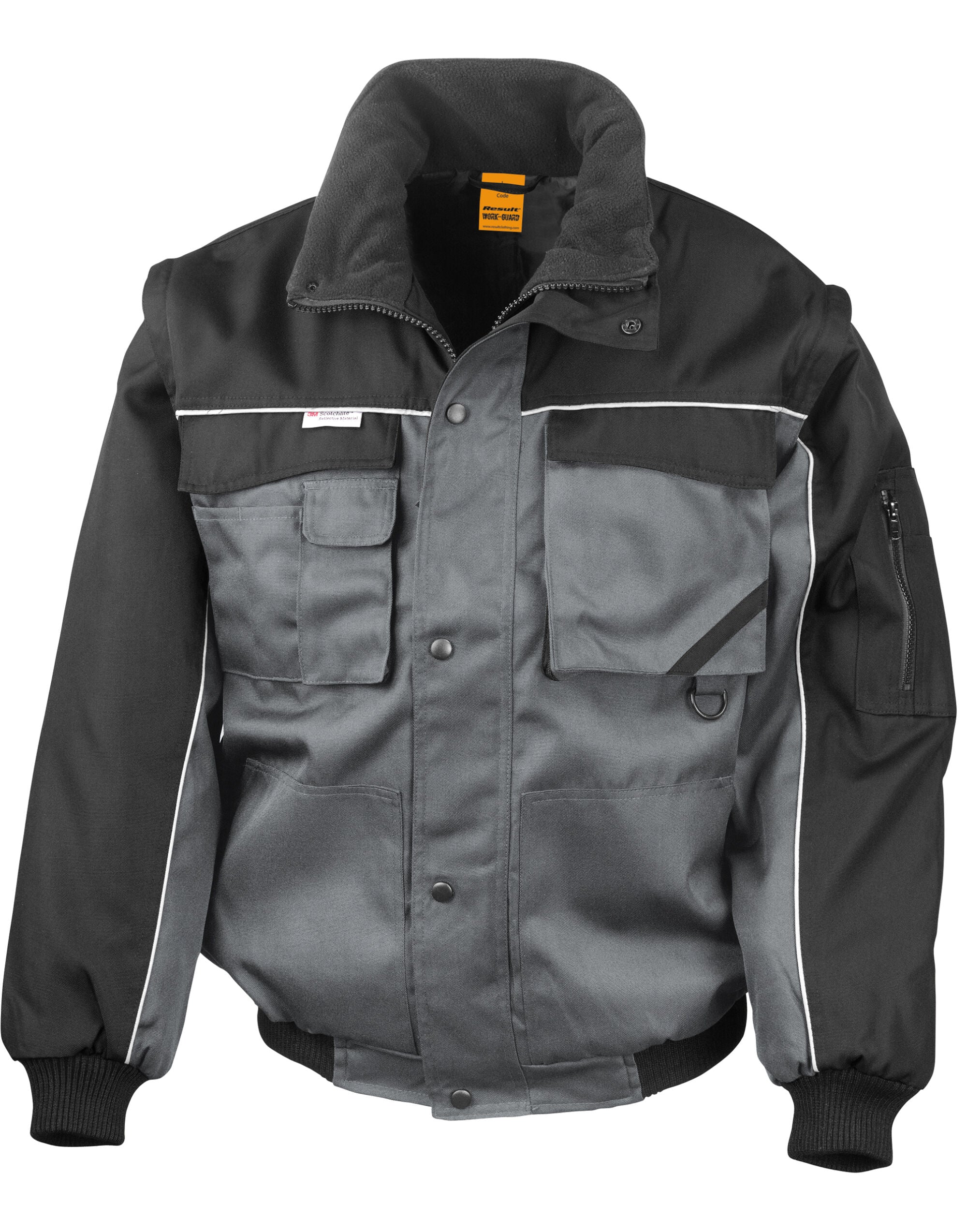 Result Workguard Zip Sleeve Pilot Jacket R71X - Grey Black - Customisable Jacket