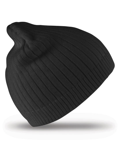 Result Winter Essentials Result Winter Double Knit Cotton Beanie RC74 - Black O S - Customisable