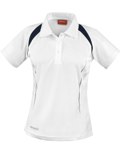 Spiro Ladies Team Spirit Polo Shirt S177F - White Navy - Customisable Polos